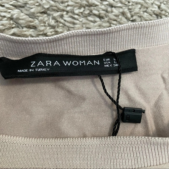 NWT! Zara Woman Sz  L Neutral Long Sleeve Blouse Top - Picture 3 of 14